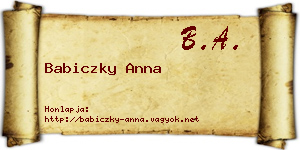 Babiczky Anna névjegykártya